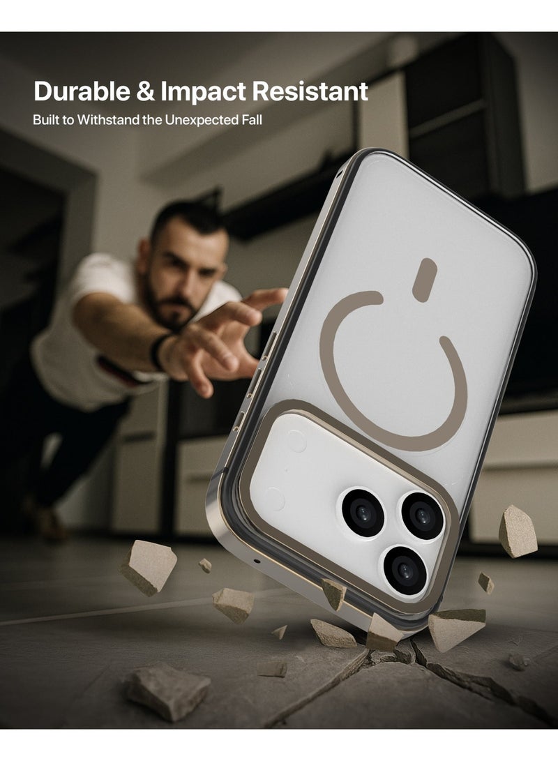 INFINYTY iPhone 17 Pro Max Premium Clear Case with Natural Titanium Metallic Bumper – Cirra Crystal Clear Back, Anti-Yellowing Technology, MagSafe Compatible, Strong N52 Magnet, Drop-Tested, Scratch-Resistant, Precision Fit, Raised Screen & Camera Edges - Image 4