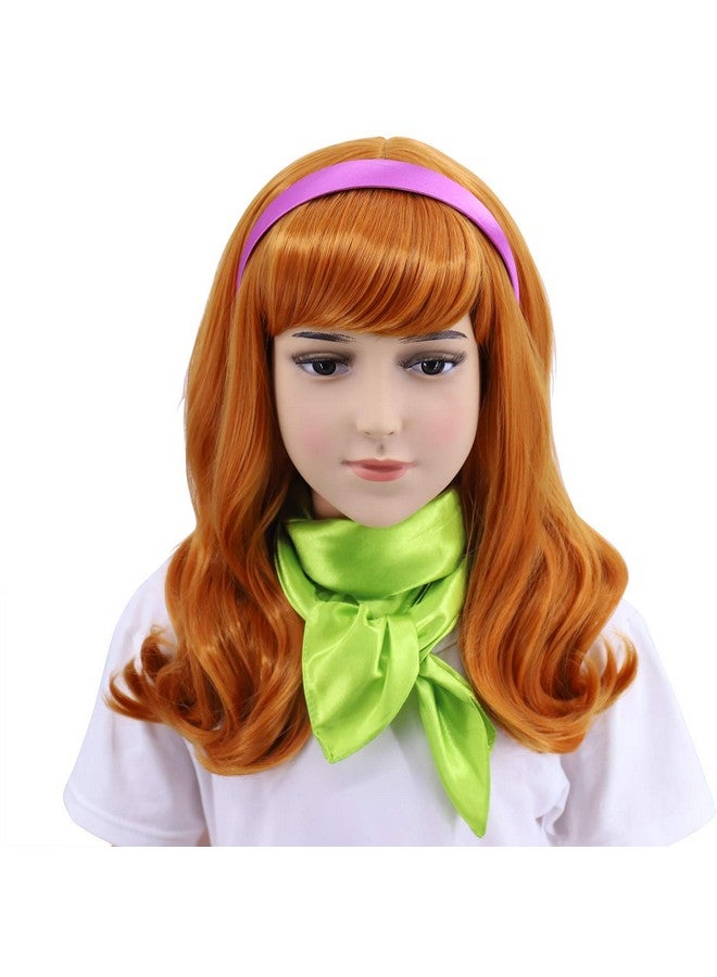Hulaidywig Hulaidywig Orange Cosplay Costume Wig for Kid's and Headband + Green Scarf - Image 1
