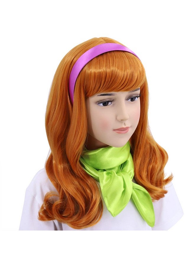 Hulaidywig Hulaidywig Orange Cosplay Costume Wig for Kid's and Headband + Green Scarf - Image 3