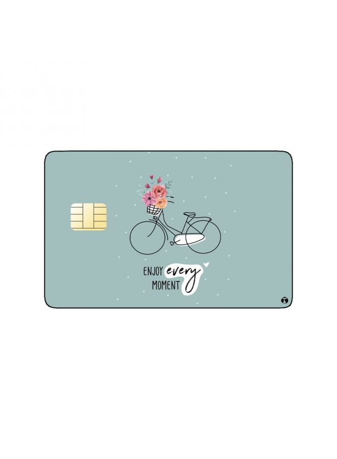 RKN PRINTED BANK CARD STICKER "Enjoy Every Moment" With Bike Drawing - Image 1
