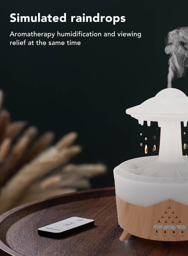 ج ت س آ ل موزع عطر بشكل خشبي ومرطب هواء – سعة 350 مل، مؤثرات صوت المطر، إضاءة ليلية بـ7 ألوان وتأثير قطرة الماء – جهاز موجات فوق صوتية للاسترخاء والنوم - Image 4