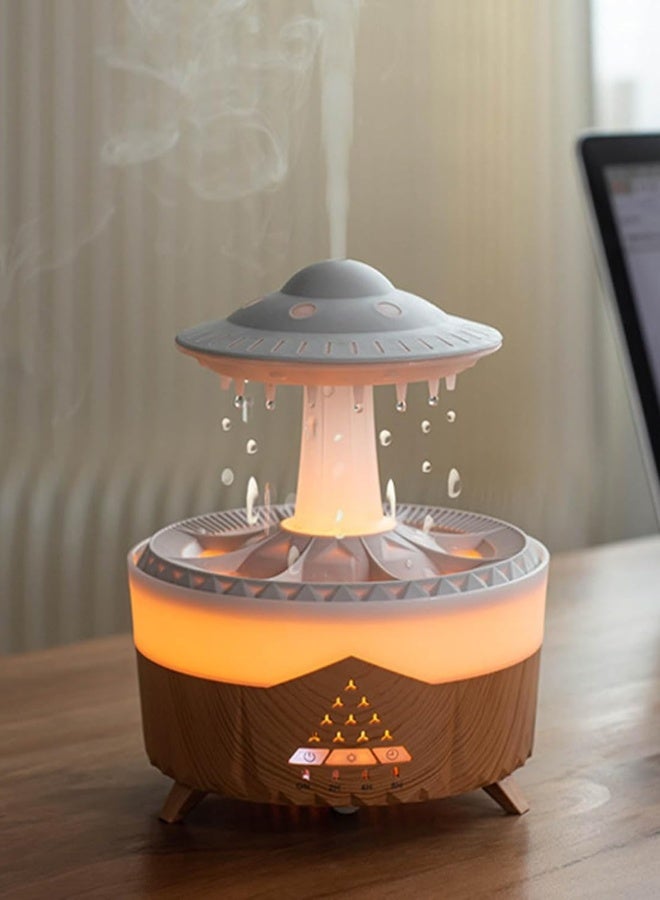 ج ت س آ ل موزع عطر بشكل خشبي ومرطب هواء – سعة 350 مل، مؤثرات صوت المطر، إضاءة ليلية بـ7 ألوان وتأثير قطرة الماء – جهاز موجات فوق صوتية للاسترخاء والنوم - Image 2