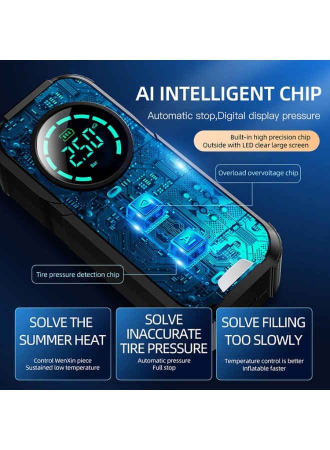 Portable air compressor tire inflator, car emergency supplies, inflates 4 times faster, wireless tire inflator, 150 PSI with LCD screen, suitable for cars, electric bikes, balls, and motorcycles. - Image 5