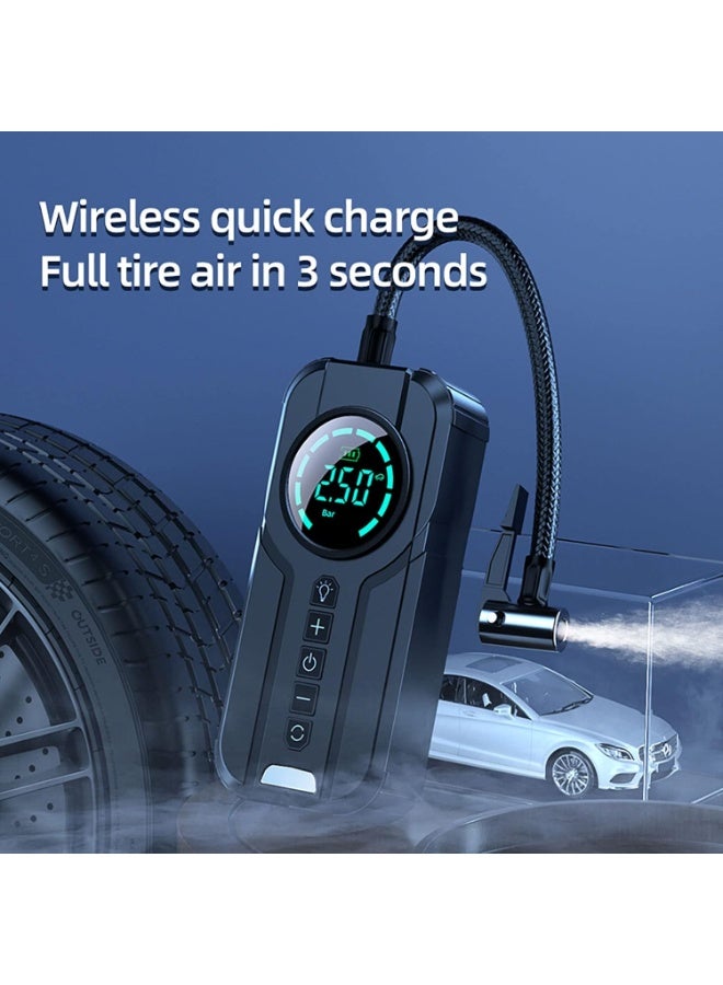 Portable air compressor tire inflator, car emergency supplies, inflates 4 times faster, wireless tire inflator, 150 PSI with LCD screen, suitable for cars, electric bikes, balls, and motorcycles. - Image 2