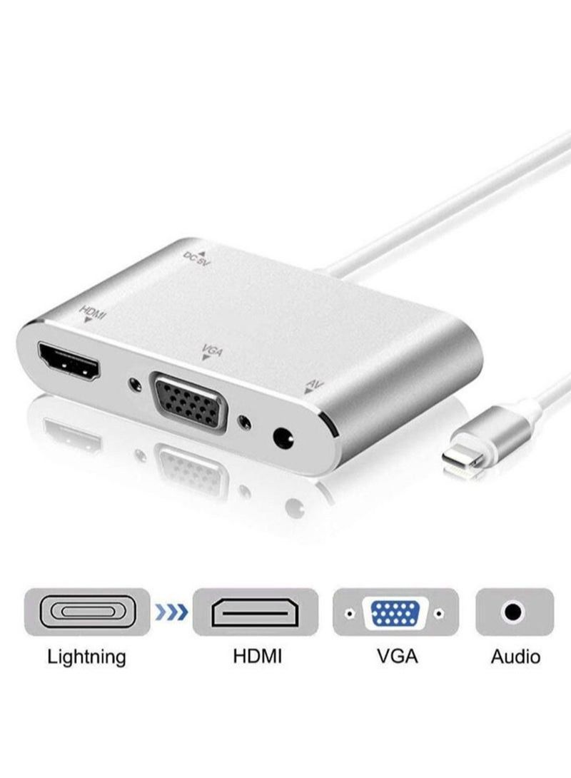 NIBEMINENT 3 in 1 Lightning To VGA, HDMI and 3.5mm Audio Jack for iPhone Silver  - Image 2
