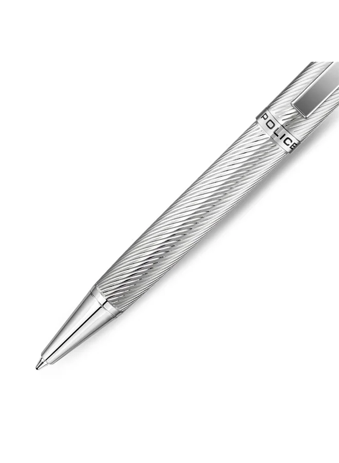 Police Silver Cavolini Full Stainless Steel Twist Ballpoint Pen for Men, Blue Ink for Men | Best Price UAE