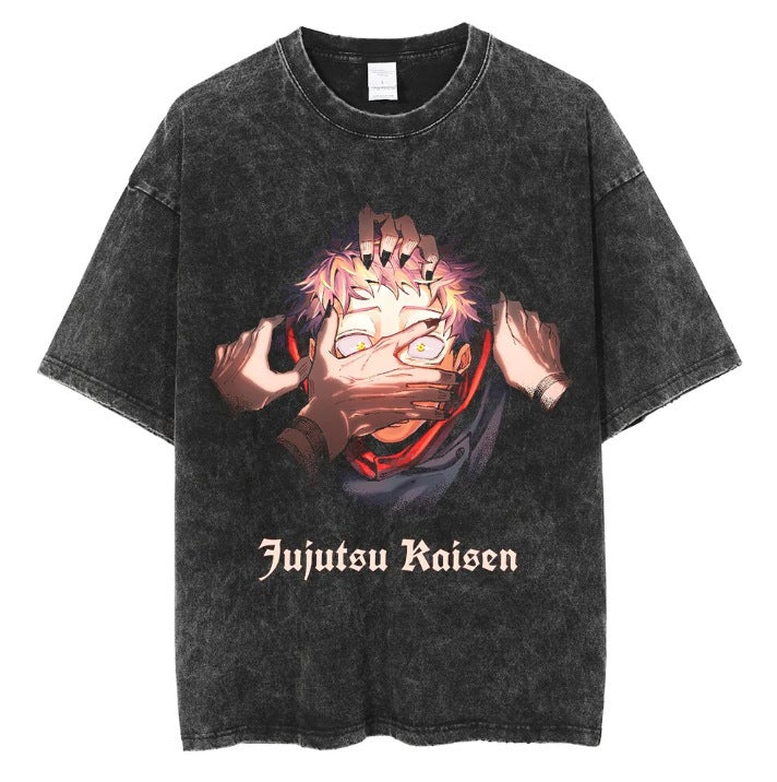 New Anime T-Shirt Men'S Shirt Anime Printed Short-Sleeved Retro T-Shirt Cotton Men'S And Women'S Jacket Dark Style Jacket - Image 1