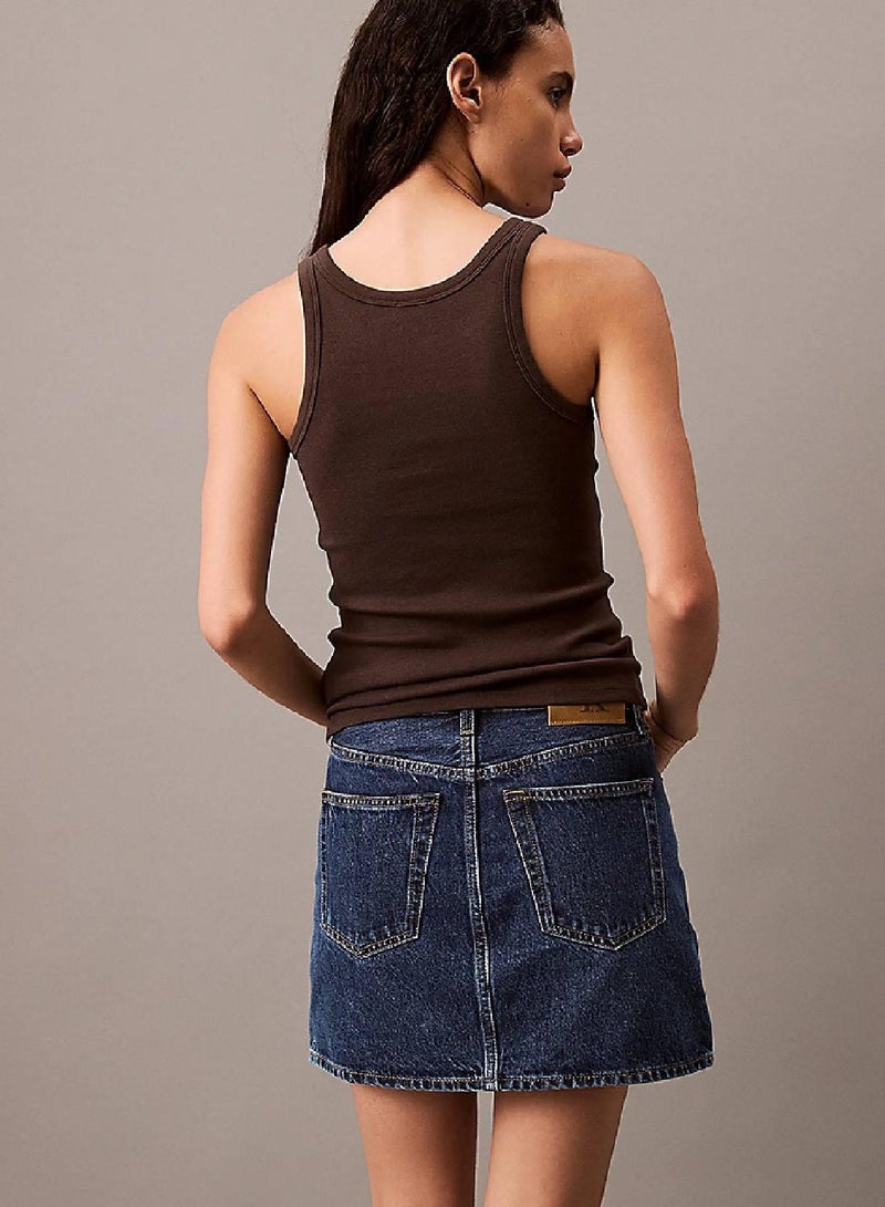 كالفن كلاين جينز تنورة جينز قصيرة بخصر مرتفع - Image 4