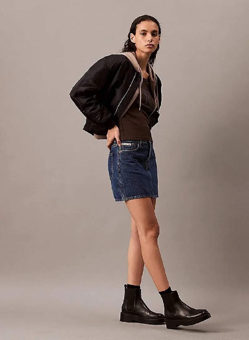 High Rise Denim Mini Skirt