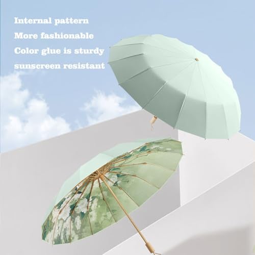 PJxtal National style folding umbrella - a portable umbrella that can withstand typhoons, protect against sun, and even be used as a work of art - Image 2