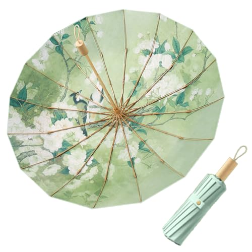 PJxtal National style folding umbrella - a portable umbrella that can withstand typhoons, protect against sun, and even be used as a work of art - Image 1