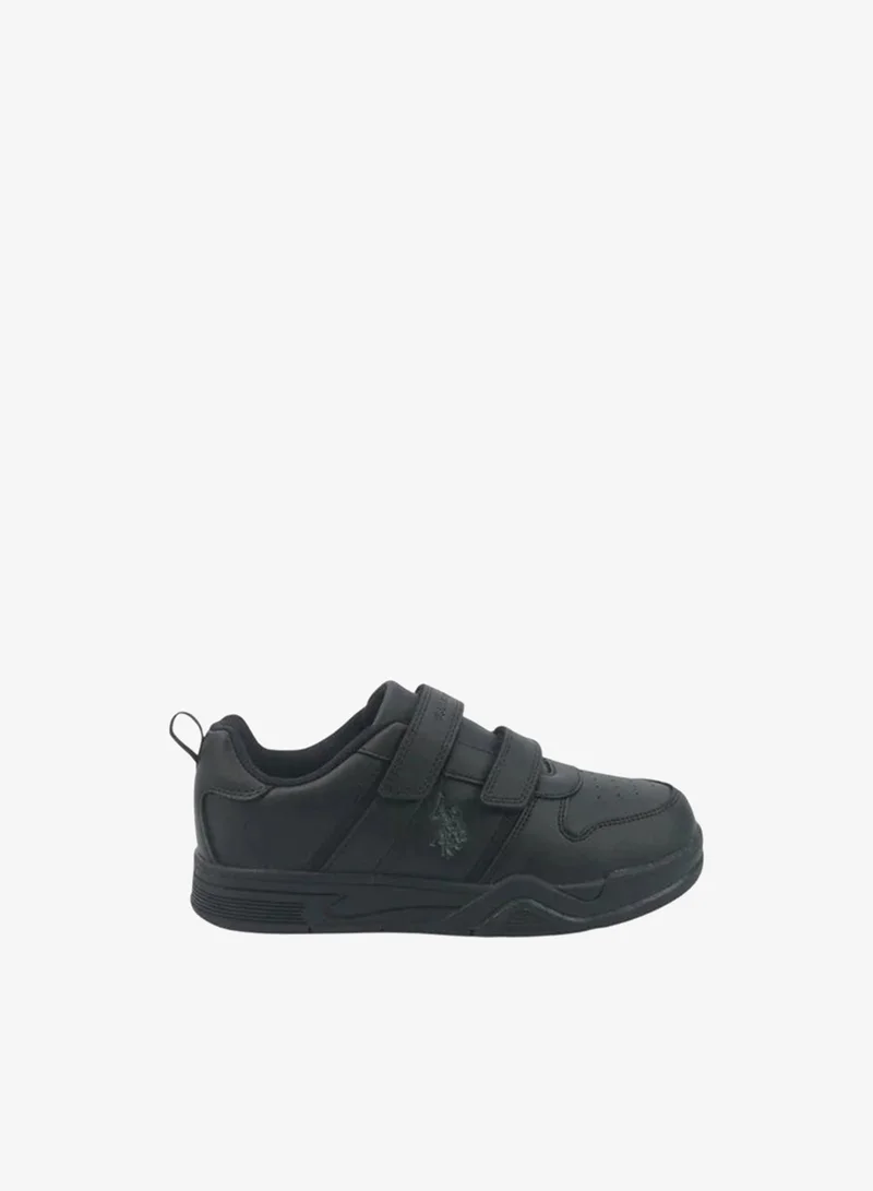 U.S. Polo Assn. U.S. Polo Assn. Kids School Sneakers | Black Hook & Loop Strap Shoes | Lightweight Non-Slip Casual Walking Shoes for Boys & Girls | Comfortable Everyday School Footwear