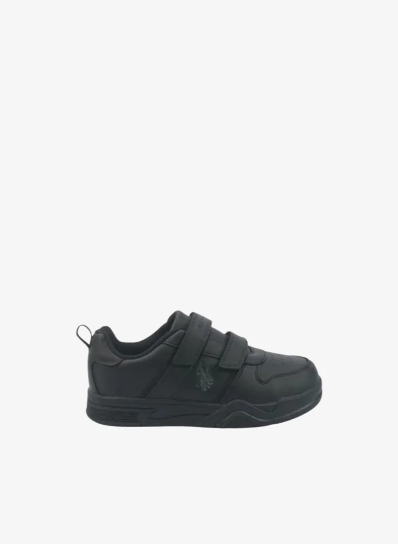 U.S. Polo Assn. U.S. Polo Assn. Kids School Sneakers | Black Hook & Loop Strap Shoes | Lightweight Non-Slip Casual Walking Shoes for Boys & Girls | Comfortable Everyday School Footwear