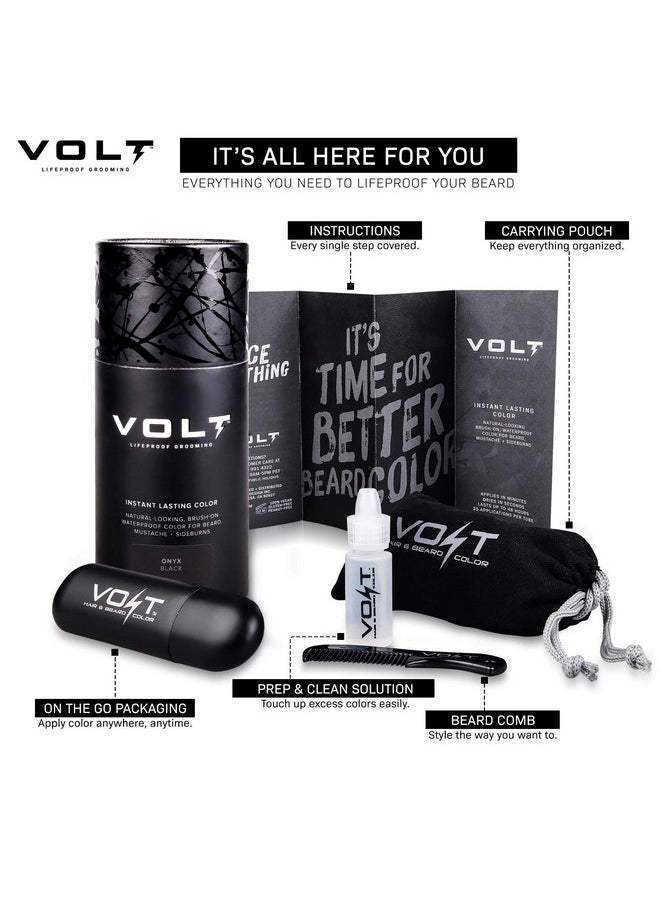 VOLT - Grooming Instant Beard Color Smudge And Water Resistant Quick Drying Brush On Color For Beards, Mustaches, And Eyebrows, Onyx (Black) - Image 1