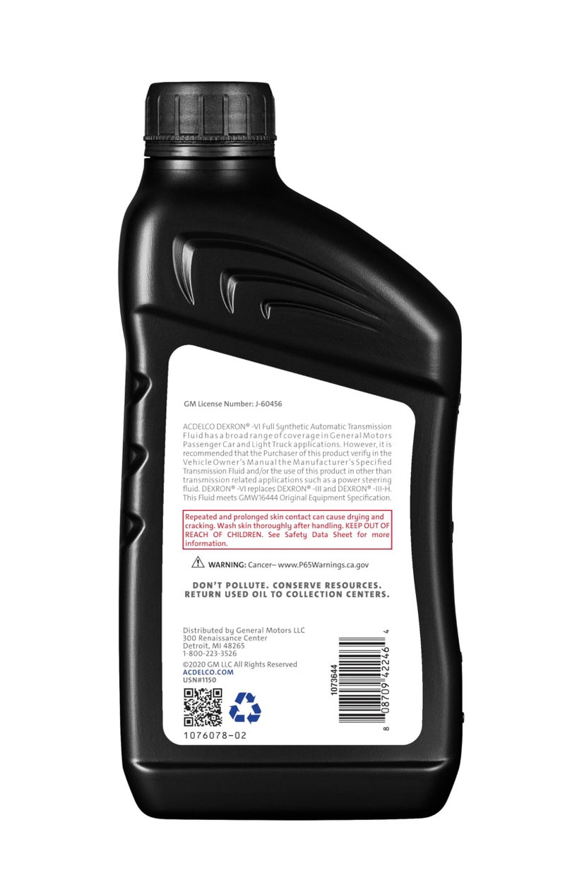ACDelco GM Original Equipment 10-9243 (88865549) Dexron VI Full Synthetic Automatic Transmission Fluid - 1 qt (Pack of 12) - Image 2