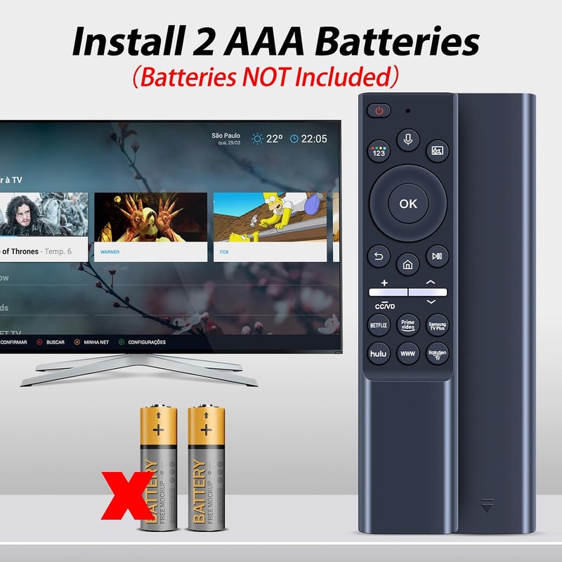 تطبيق جهاز تحكم صوتي عالمي يناسب جميع أجهزة تلفزيون سامسونج من طراز LED، QLED، UHD، SUHD، HDR، LCD، مزود بأزرار لنتفليكس (Netflix) وبرايم فيديو (Prime Video) ويوتيوب (YouTube)، بالإضافة إلى خيارات أخرى مثل الوصول إلى المحتوى عبر الإنترنت. - Image 5