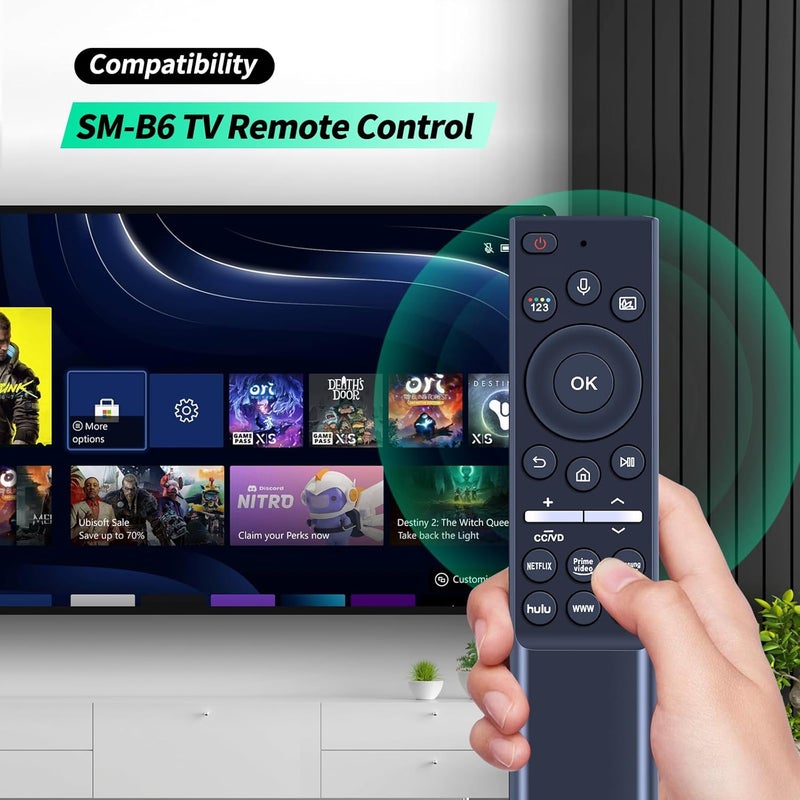 تطبيق جهاز تحكم صوتي عالمي يناسب جميع أجهزة تلفزيون سامسونج من طراز LED، QLED، UHD، SUHD، HDR، LCD، مزود بأزرار لنتفليكس (Netflix) وبرايم فيديو (Prime Video) ويوتيوب (YouTube)، بالإضافة إلى خيارات أخرى مثل الوصول إلى المحتوى عبر الإنترنت. - Image 2
