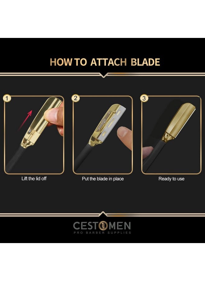CestoMen - Straight Shaving Razor For Men, Professional Barber Straight Razor Stainless Steel Straight Edge Razor Salon Quality Anti Slid Cut Throat Shavette For Barbershop Salons Hairdressing (Silver) - Image 1