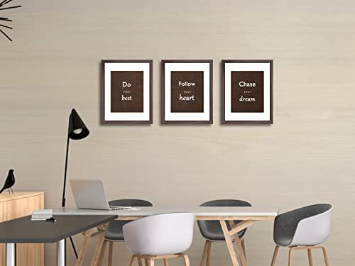 DEKWINN 11x14 Picture Frame Set of 3 with Real Glass for Pictures 8x10 with Mat or 11x14 Without Mat, Wall Gallery or Tabletop display Photo Frames in Walnut - Image 5