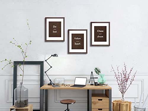 DEKWINN 11x14 Picture Frame Set of 3 with Real Glass for Pictures 8x10 with Mat or 11x14 Without Mat, Wall Gallery or Tabletop display Photo Frames in Walnut - Image 4