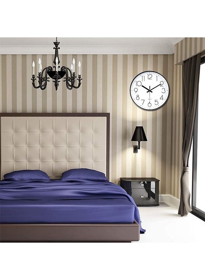 Arabest ساعة حائط، صامتة بدون دقات، تعمل ببطارية كوارتز عالية الجودة، دائرية وسهلة القراءة، ساعة حائط صامتة لغرفة النوم، غرفة المعيشة، المطبخ، المكتب، المدرسة، ديكور المنزل (30 سم، أسود) - Image 5