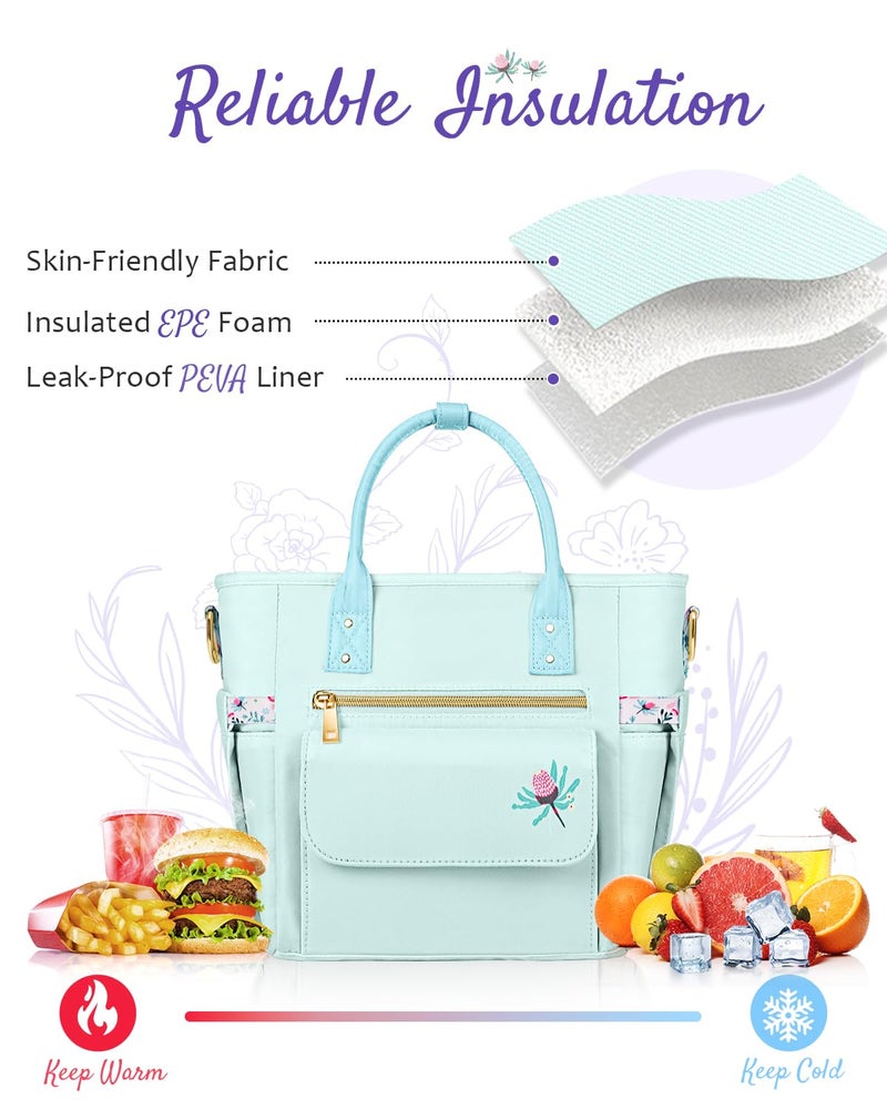GLORIEROO Deluxe Insulated Lunch Box Bag Women - Leakproof Waterproof Cooler with Multi Pockets Removable Strap for Work Picnic - Teacher Mothers Day Christmas Birthday Gifts - Image 4