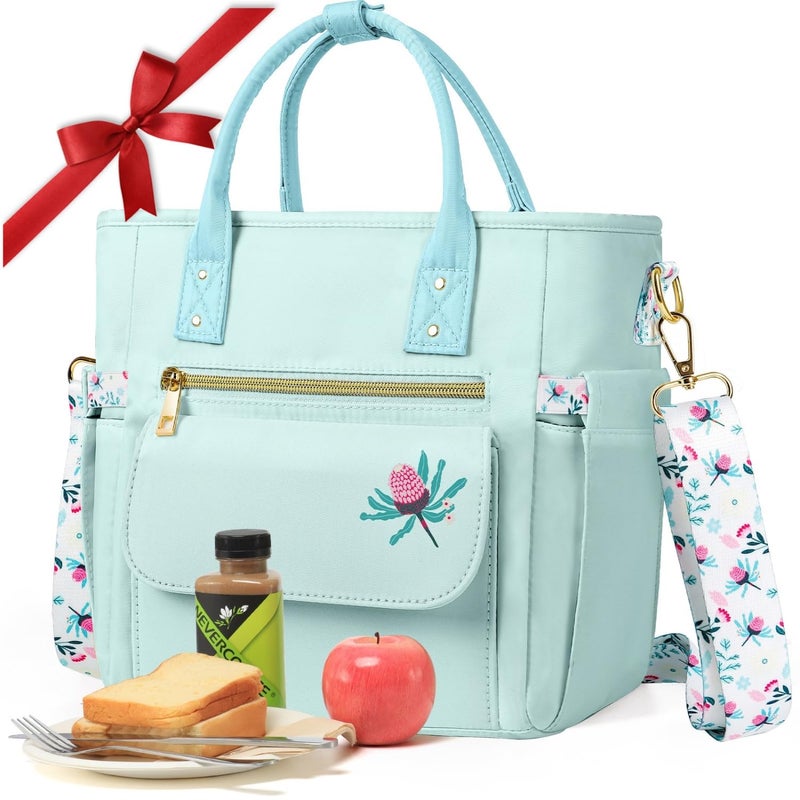 GLORIEROO Deluxe Insulated Lunch Box Bag Women - Leakproof Waterproof Cooler with Multi Pockets Removable Strap for Work Picnic - Teacher Mothers Day Christmas Birthday Gifts - Image 1