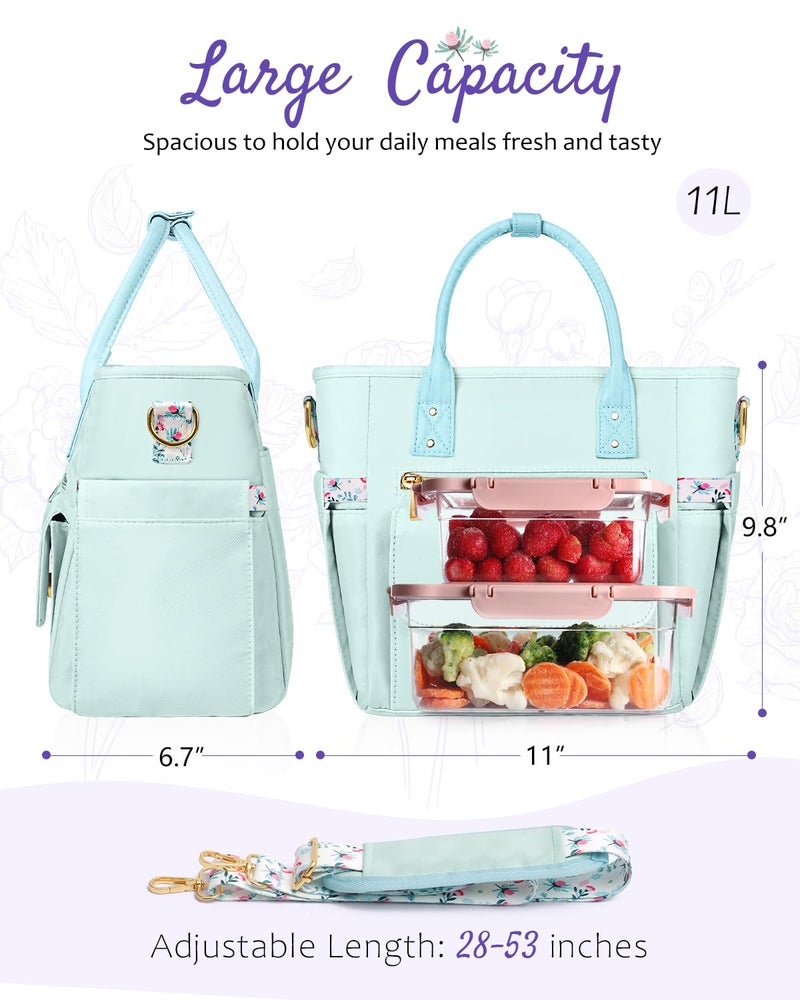 GLORIEROO Deluxe Insulated Lunch Box Bag Women - Leakproof Waterproof Cooler with Multi Pockets Removable Strap for Work Picnic - Teacher Mothers Day Christmas Birthday Gifts - Image 5
