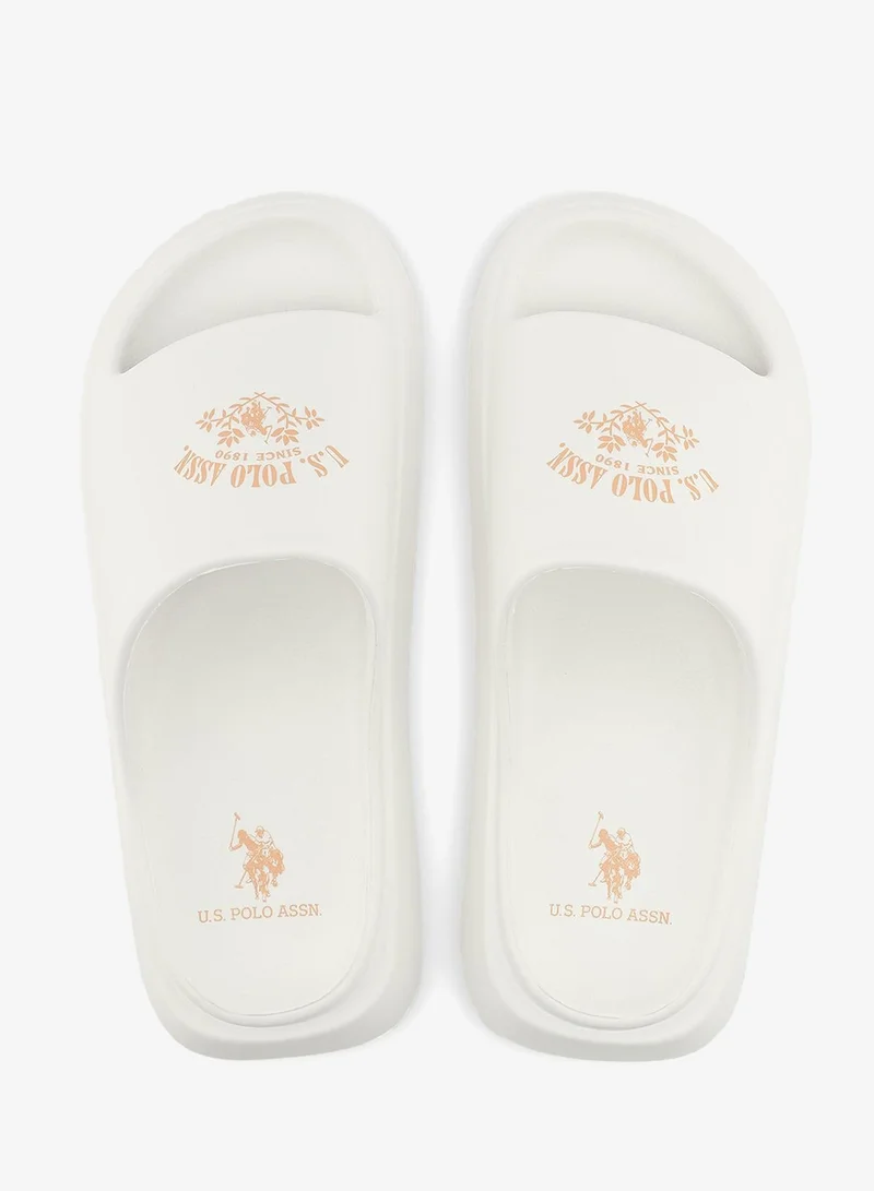 U.S. Polo Assn. white Women's White Slides - Stylish Perfect for Casual Outfit for Women | Best Price UAE