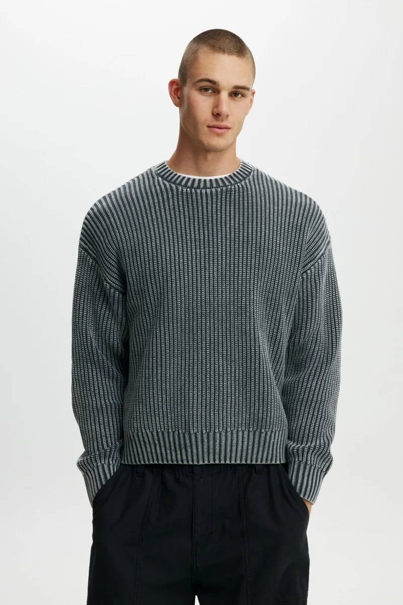 كوتون اون WASHED BOX FIT CREW KNIT