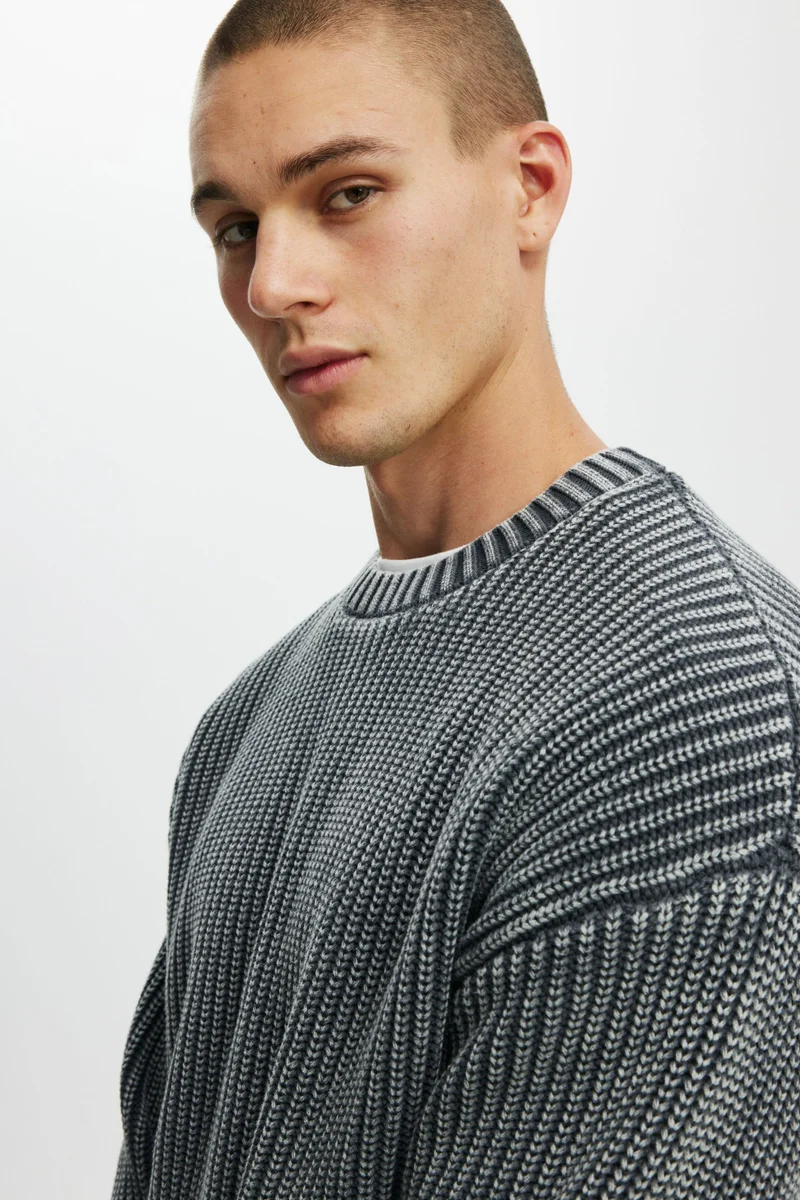 كوتون اون WASHED BOX FIT CREW KNIT