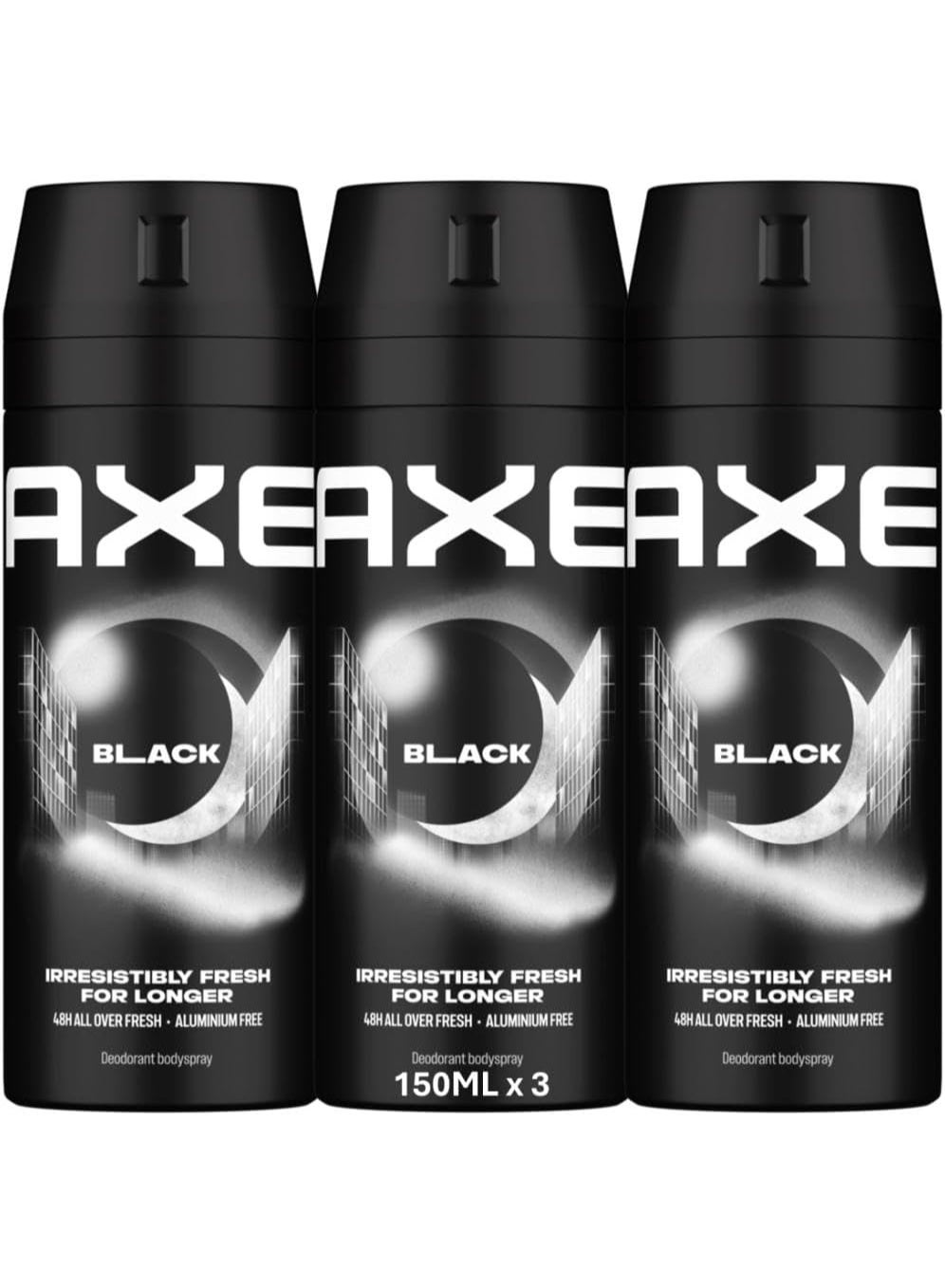 Axe Men Deodorant Body Spray Black, 150ml Pack of 3