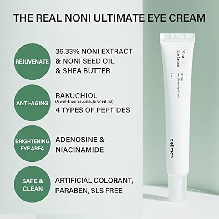 celimax Noni Ultimate Eye Cream 20ml - with 36.26% of Noni Fruit Extract, Bakuchiol, Retinol, Anti-Aging, Anti Wrinkle, Rejuvenate the Sensitive Eye Area - Image 3