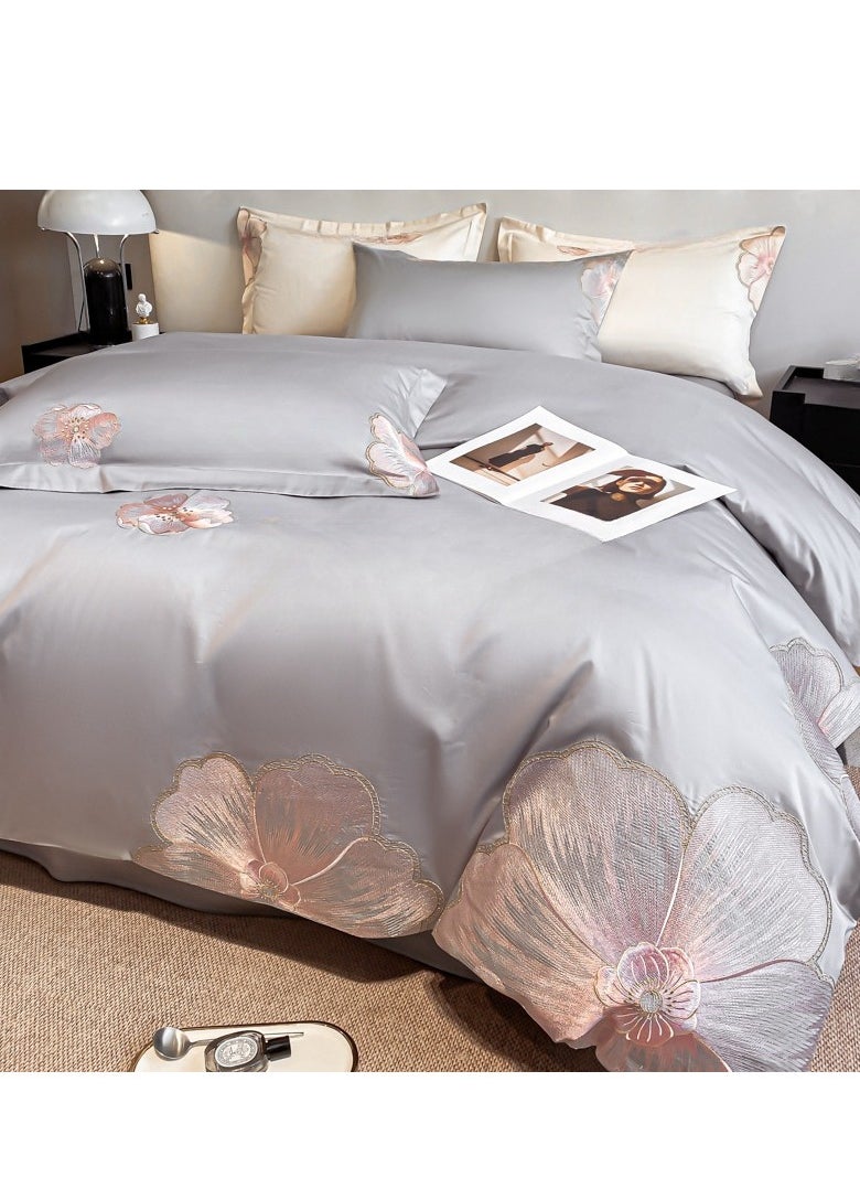 Generic Fitted Sheet Style — French High-End 60 Thread Pure Cotton Embroidered Bedding Four Piece Set  - Image 1