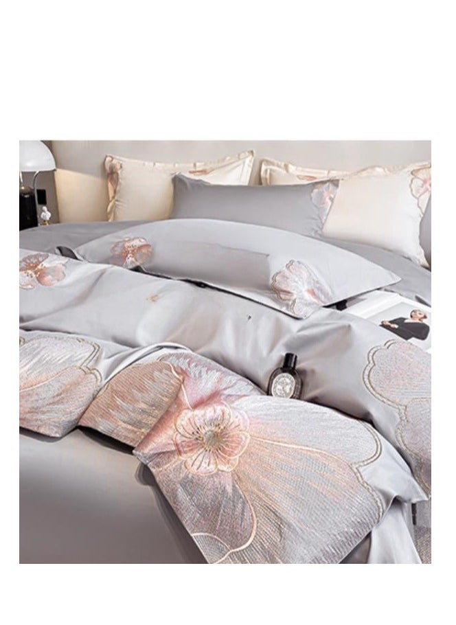 Generic Fitted Sheet Style — French High-End 60 Thread Pure Cotton Embroidered Bedding Four Piece Set  - Image 3