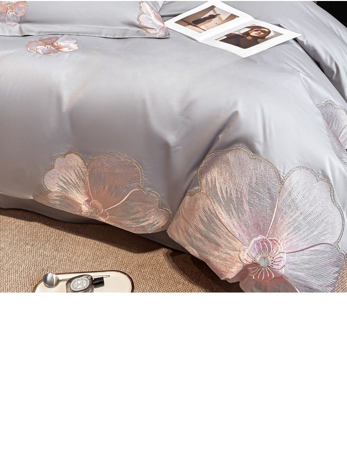 Generic Fitted Sheet Style — French High-End 60 Thread Pure Cotton Embroidered Bedding Four Piece Set  - Image 4