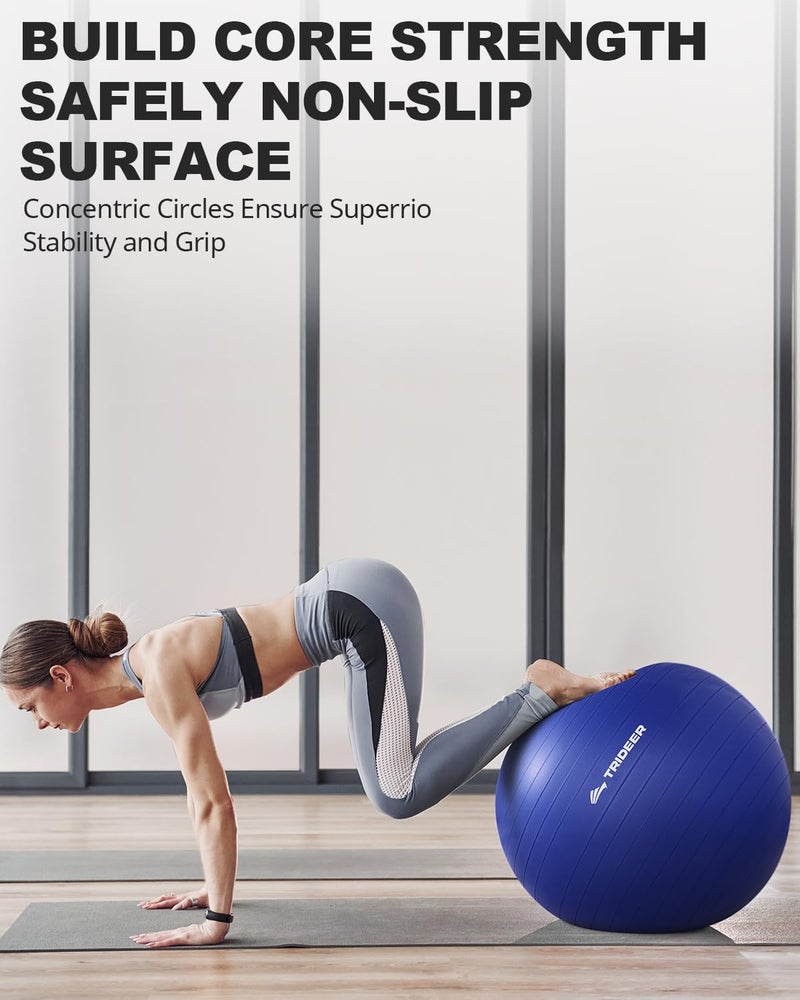 Trideer Yoga Ball for Exercise, Pregnancy & Birthing, 5 Sizes Exercise Ball for Physical Therapy, Stability, Fitness, Quick Pump Included - Image 3
