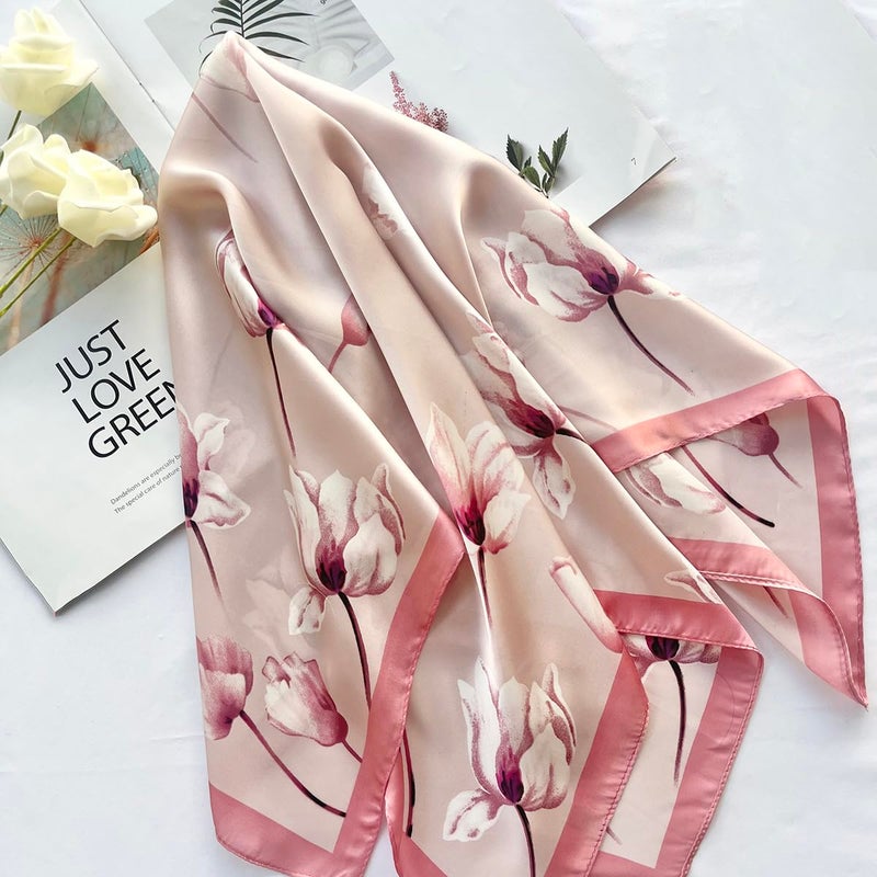 FONYVE Silk Scarfs for Women Lightweight, Fashion Head Scarf, Satin Hair Wrap for Sleeping 27.5 Ã— 27.5 inches - Image 4