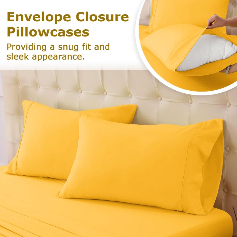 Homilay Full Size Bed Sheet Set - 4 Piece Soft Microfiber Sheets with Deep Pockets, Cooling Technology, and Wrinkle-Free Pillowcase. Hotel-Quality, Durable Bedding, Spectra Yellow - Image 5