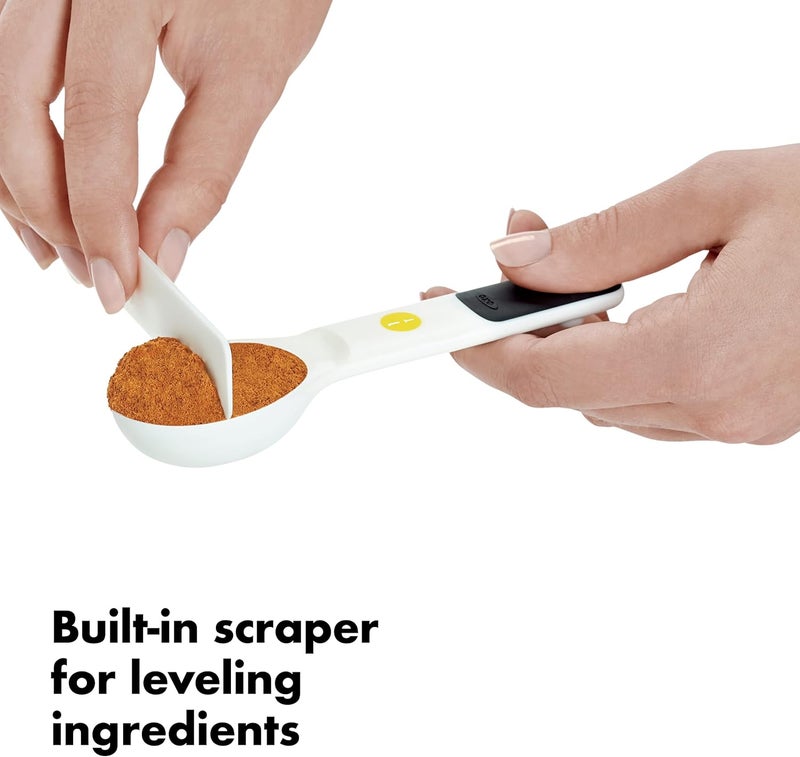 OXO Good Grips 6-Piece Plastic Measuring Spoons with Scraper- White - Image 5