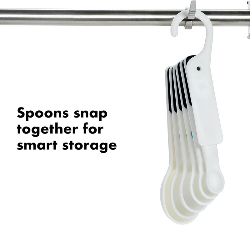 OXO Good Grips 6-Piece Plastic Measuring Spoons with Scraper- White - Image 3