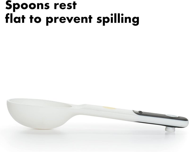 OXO Good Grips 6-Piece Plastic Measuring Spoons with Scraper- White - Image 4