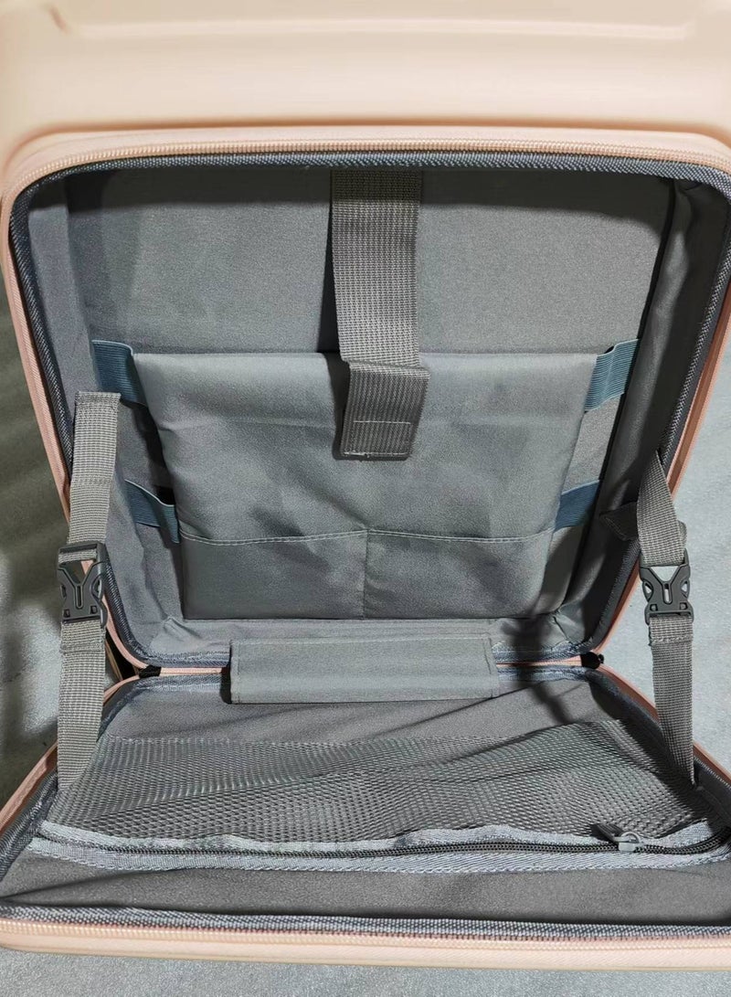 Lucky Power Front Open Carry-On Luggage with Laptop Pocket, PP Material, TSA Lock, Silent Spinner Wheels – Lightweight Hard Shell Cabin Suitcase for Travel (20-Inch) - Image 3