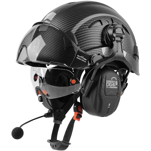 GREEN DEVIL Hard Hat Safety Helmet with Visor and Bluetooth Ear Muffs Full Protection Vented Work Hardhat ANSI Z891 Cascos De Construccion for Industrial Construction Forestry - Image 3