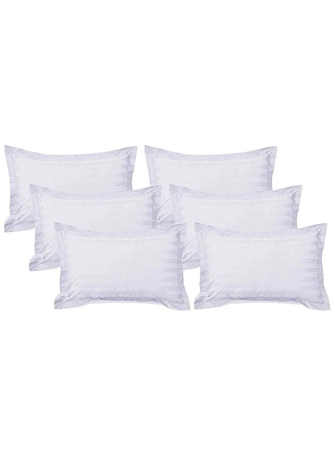 Kuber Industries Luxurious Satin Striped Pillow Cover|Premium Cotton Fabric|Size 67 x 42.5 CM, Pack of 6 (White) - Image 1