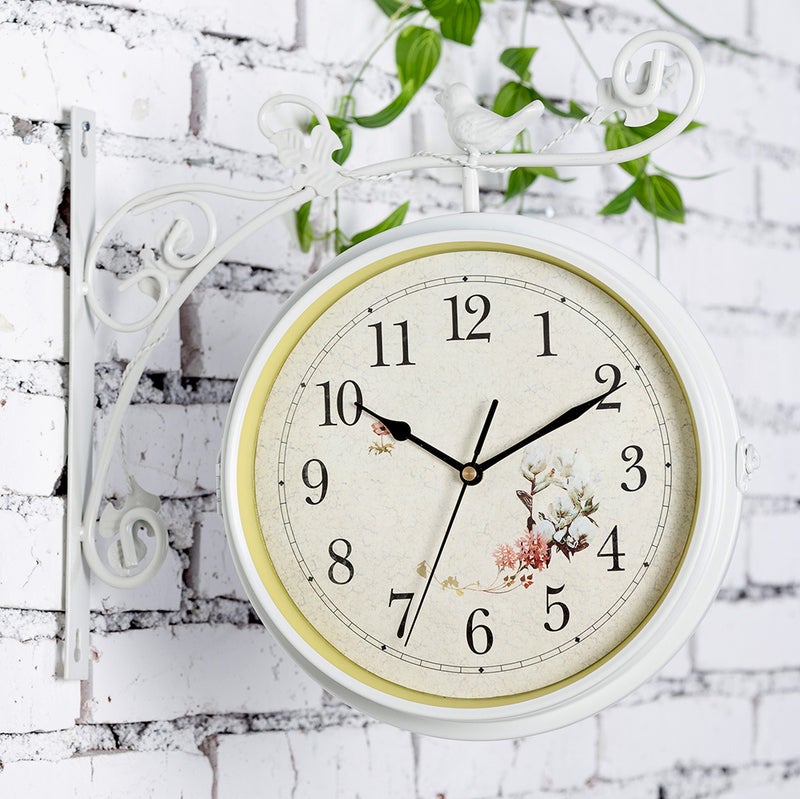 Nordic Creative Wall Clock Home Simple Modern Clock Iron Wall Clock Vintage Decorative Clock Double-Sided Wall Clock - Image 2