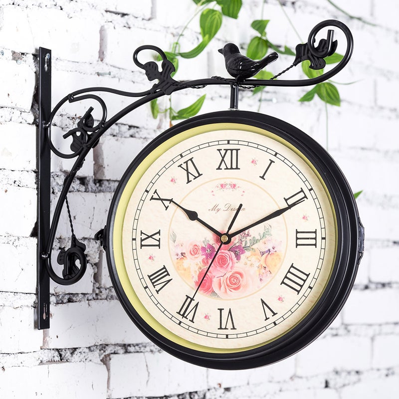 Nordic Creative Wall Clock Home Simple Modern Clock Iron Wall Clock Vintage Decorative Clock Double-Sided Wall Clock - Image 3