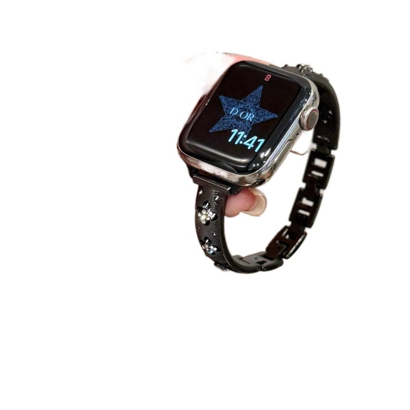 AD Silver Smartwatch Band Compatible with Apple Watch with Adjustable Fit Replacement Strap for Daily Wear - Image 5