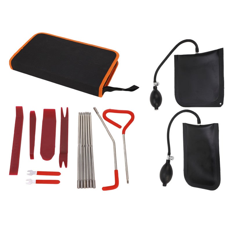 Car Emergency Repair Tool Kit: 16-Piece Rubber Trim Tool Set - Industrial Grade Air Pump Bags & Portable Storage Pouch for Roadside Assistance, Car Interior Repairs, Furniture Restoration - Image 1