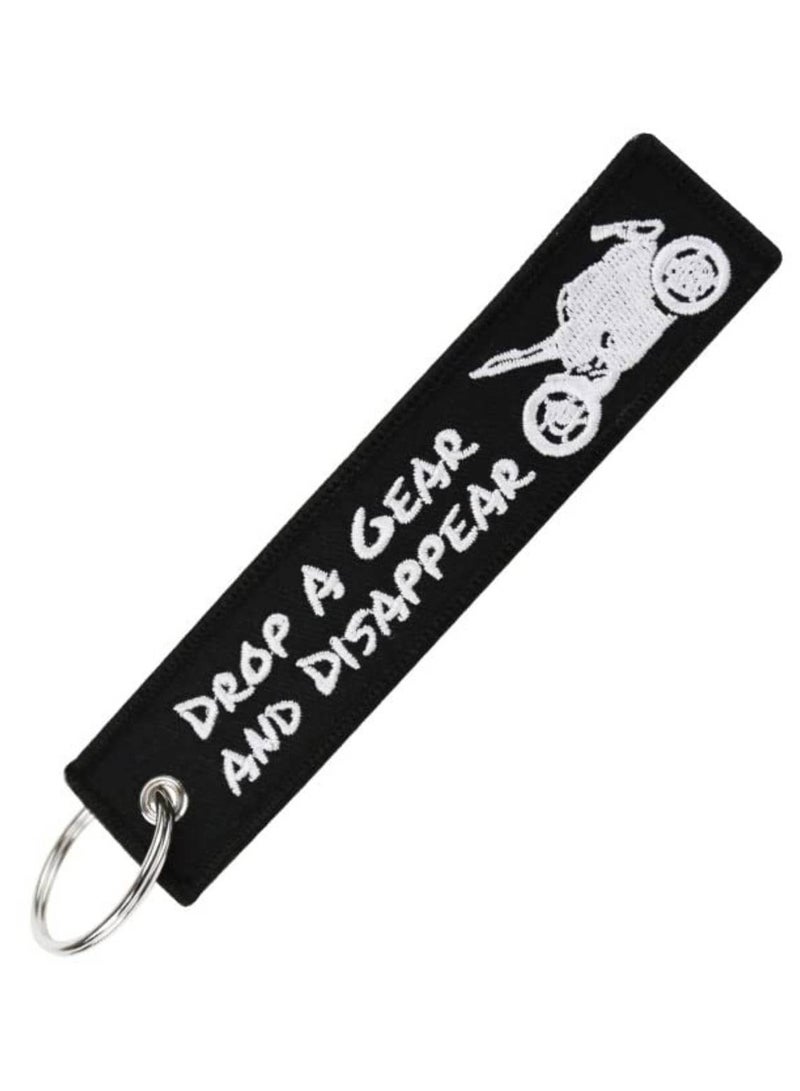SOLDOUT Embroidery Car Bike Motorcycles Keychain Key Ring Chaveiro Key Fobs for Cars Gifts Friends Cute Fashion Key Ring (Drop A Gear And Disappear) - Image 1